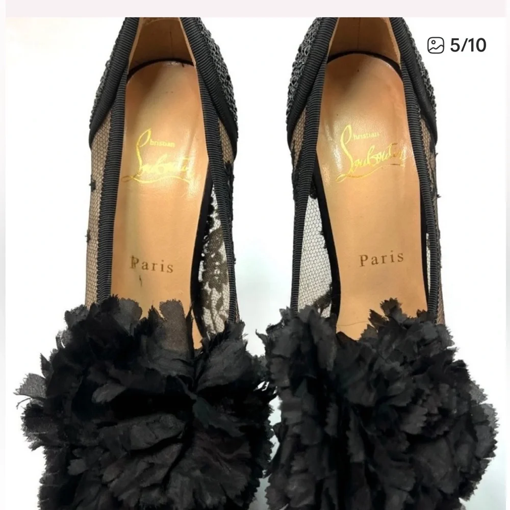 Christian Louboutin Tsar 140 Black Lace & Swarovski Crystal Platform Pumps 39 - Picture 2 of 8